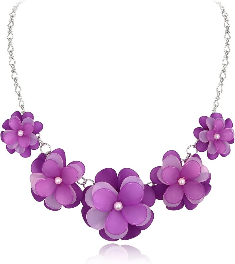 Flyonce Flower Collar Necklace, Floral Flowers Statement Summer Beach Chokers Necklaces for Women - Image 1